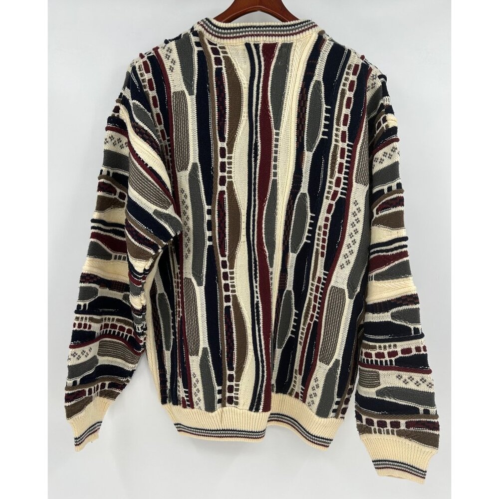 Vintage 90’s Mens XL Coogi-STYLE 3D Knit Sweater Biggie Cosby Y2K Hip Hop - Picture 3 of 7